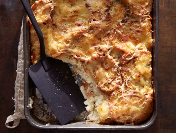 Ham & Gruyère bread pudding