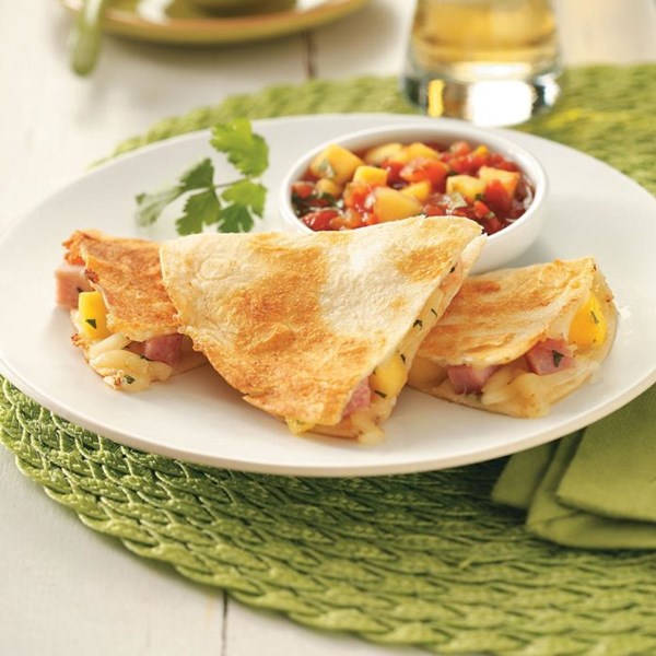 Ham & mango quesadillas