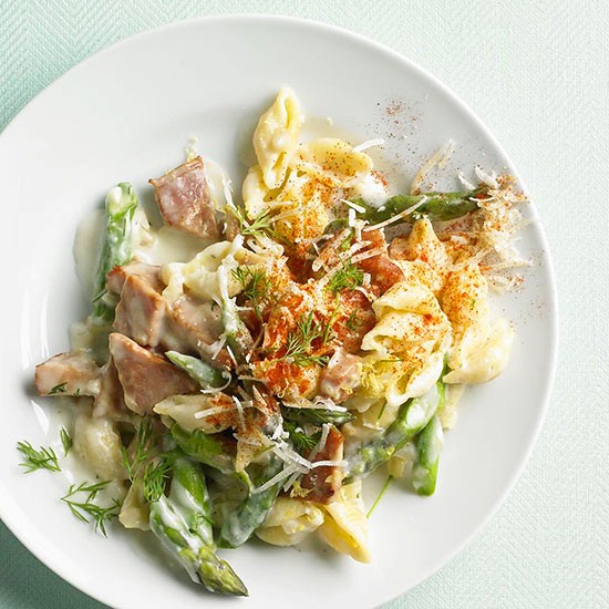 Ham and asparagus macaroni