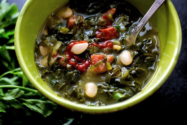 Ham and bean soup with collard greens