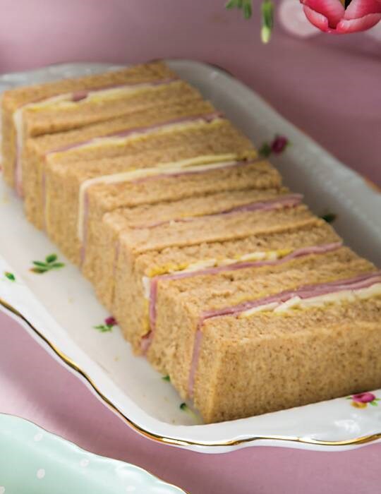 Ham and cheddar tea sandwiches