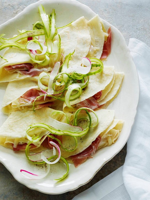 Ham and cheese crepes
