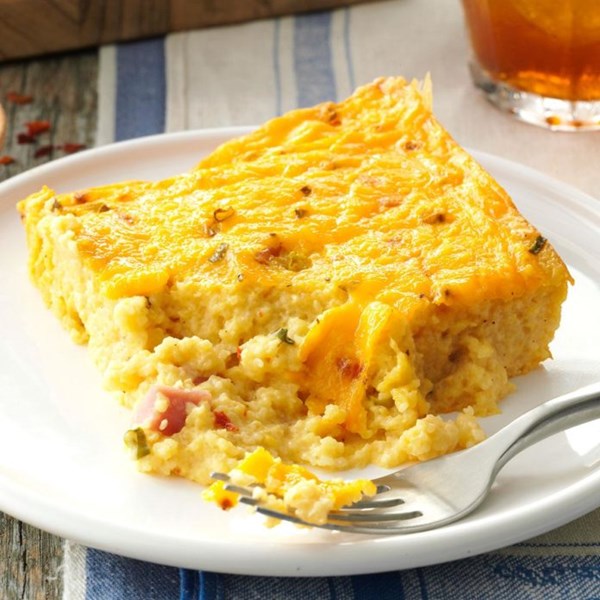 Ham and cheese grits casserole