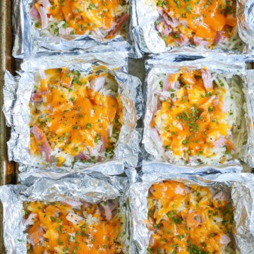 Ham and cheese hash brown foil packets