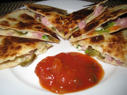 Ham and cheese quesadillas