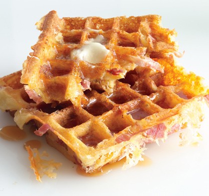 Ham-and-cheese waffles
