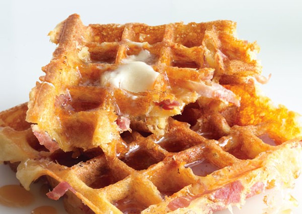 Ham-and-cheese waffles