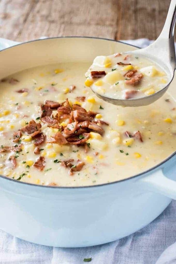 Ham and corn chowder with potato
