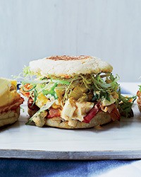 Ham and deviled egg breakfast sandwiches