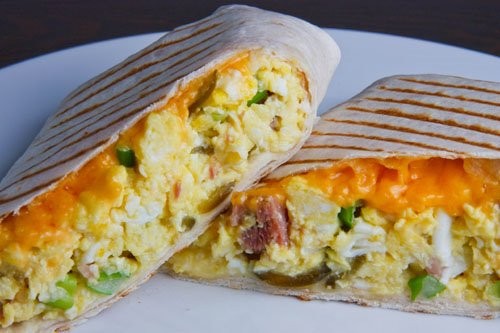 Ham and egg burrito