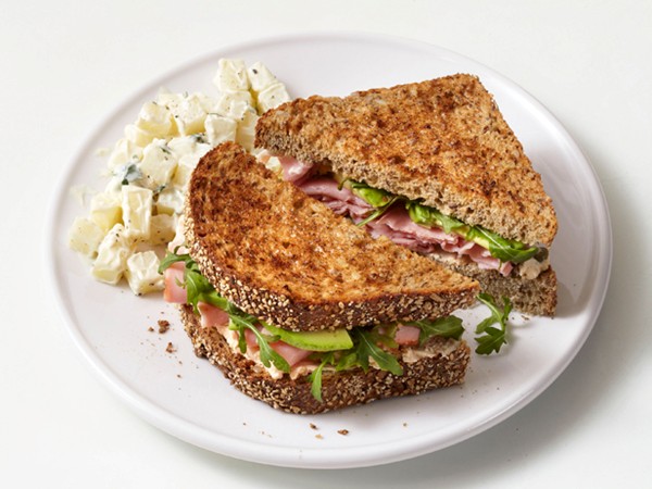 Ham and goat cheese sandwiches