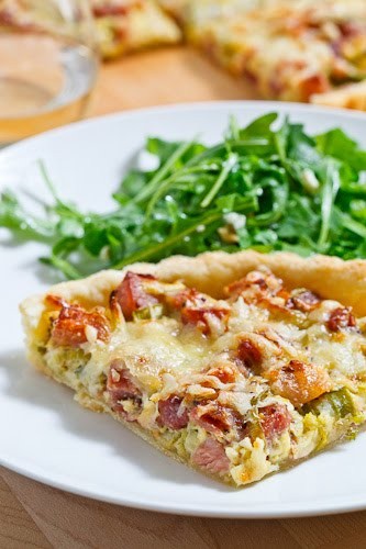 Ham and leek tart