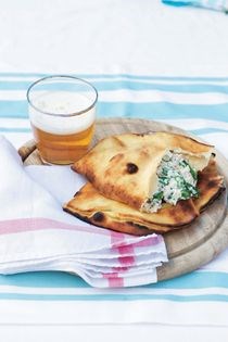 Ham and ricotta calzone