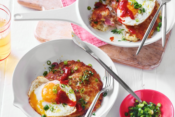 Ham and smoked cheddar rosti
