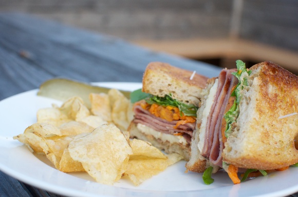 Ham and sweet potato sandwich