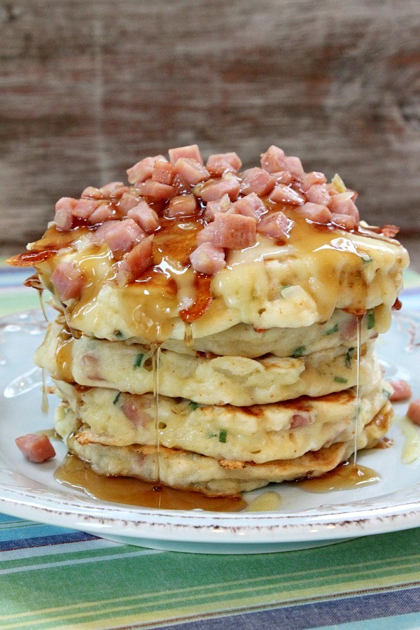 Ham and Swiss griddle cakes