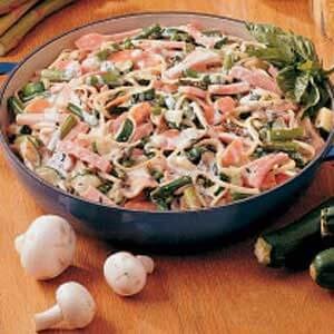 Ham and vegetable linguine 