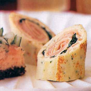 Ham and watercress crêpes