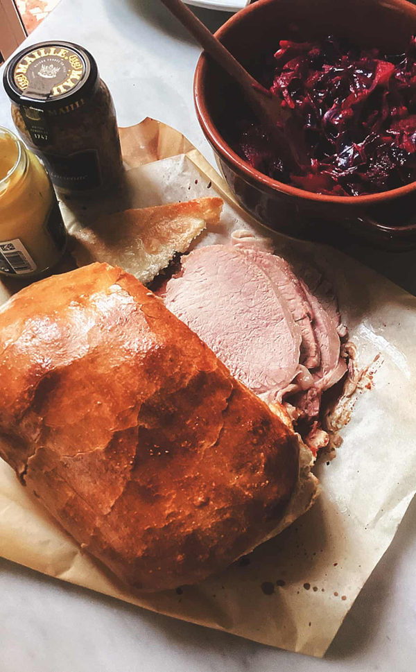 Ham baked in bread