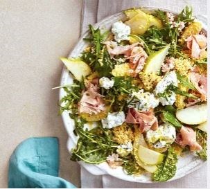 Ham, cheese & pear salad