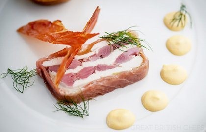 Ham hock and chicken terrine with tonka bean mayonnaise and toasted brioche