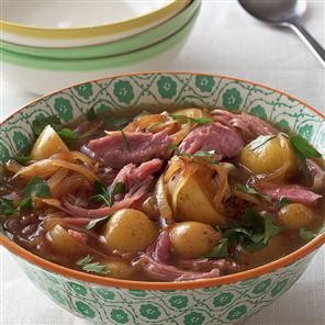 Ham hock and new potato stew