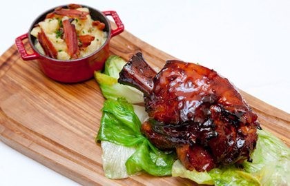Ham hock cooked in Meantime pilsner with honey and ginger