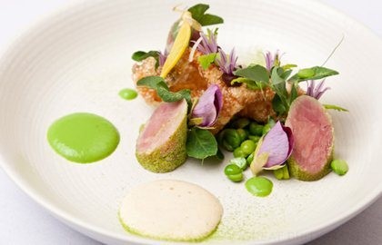 Ham hock, pea and mint salad