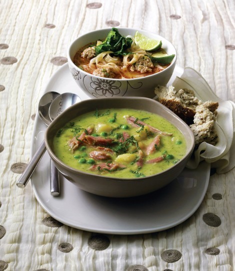 Ham hock, split pea and mint stew
