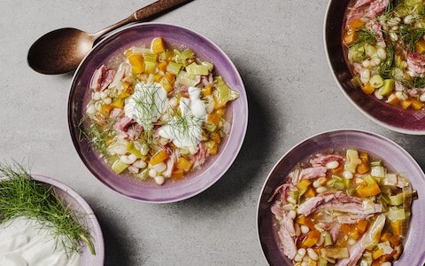 Ham hock, white bean and dill soup