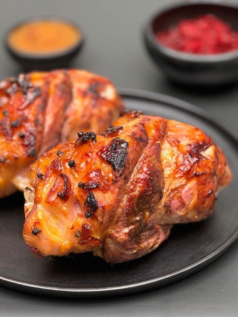 Ham hocks with mustard and marmalade