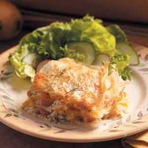 Ham-potato phyllo bake
