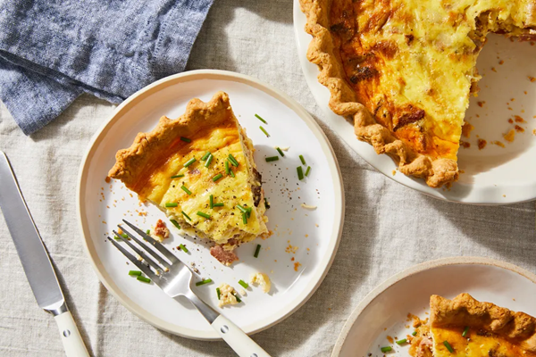 Ham quiche with a cheese cracker crust