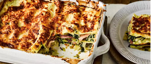 Ham, spinach and mozzarella lasagne