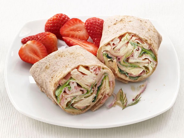 Ham, Swiss and apple wraps