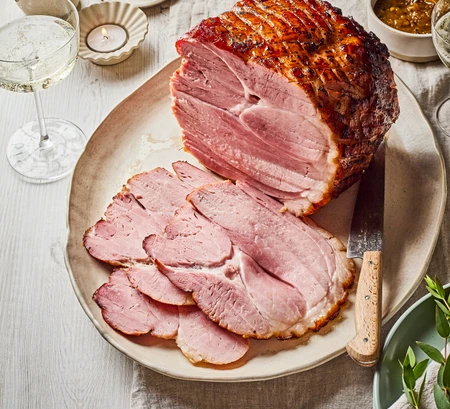 Ham with a spiced ginger rum glaze