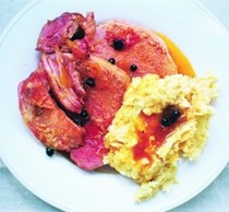 Ham with apple juice and parsnip purée