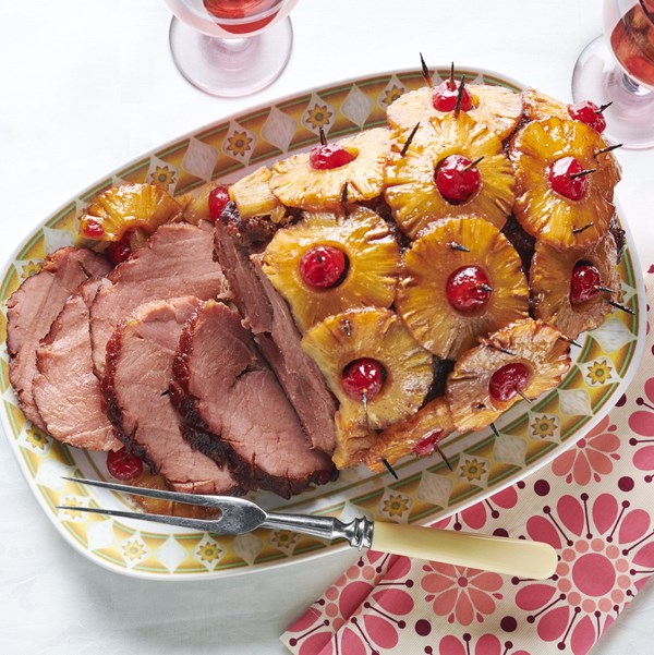 Ham with cherry-pineapple glaze
