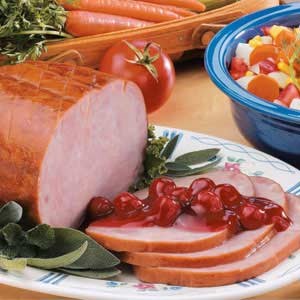 Ham with cherry sauce