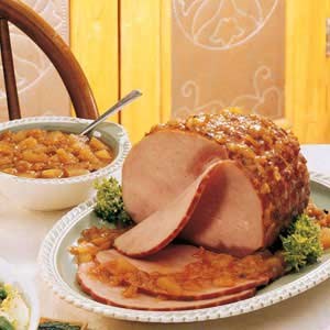 Ham with peach chutney