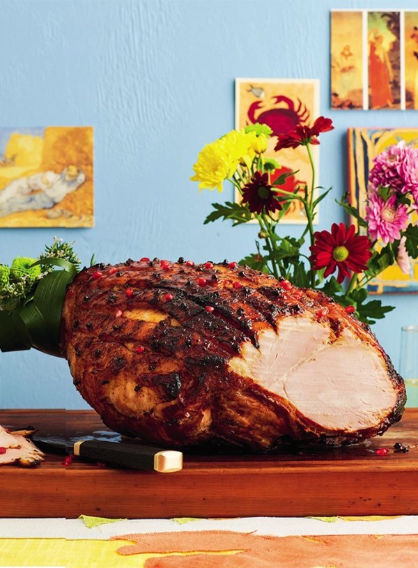 Ham with pomegranate glaze