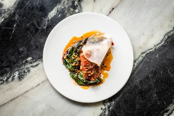 Hamachi shiso saltimbocca [Joshua Owens-Baigler / Usman Haider, Angelina]
