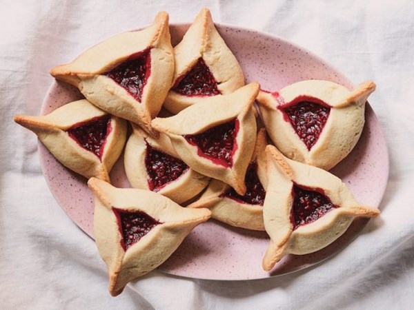 Hamantaschen with raspberry rose filling