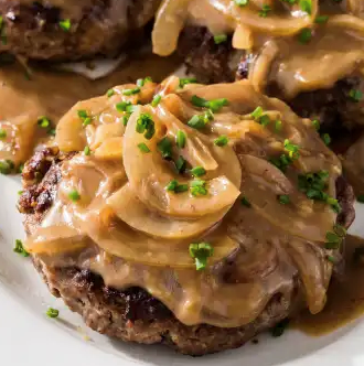 Hamburger steaks with onion gravy
