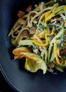 Hand-cut pasta with zucchini, mint, almonds & Parmesan [Scott Brown & Jackie Grant]