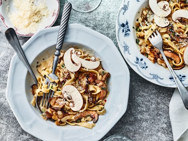Hand-cut tagliatelle with porcini and herbs