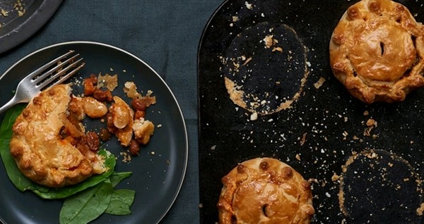Hand-raised spicy-bean pies