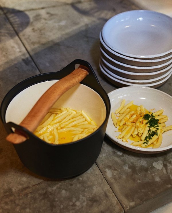 Hand-rolled casarecce with lemon & saffron