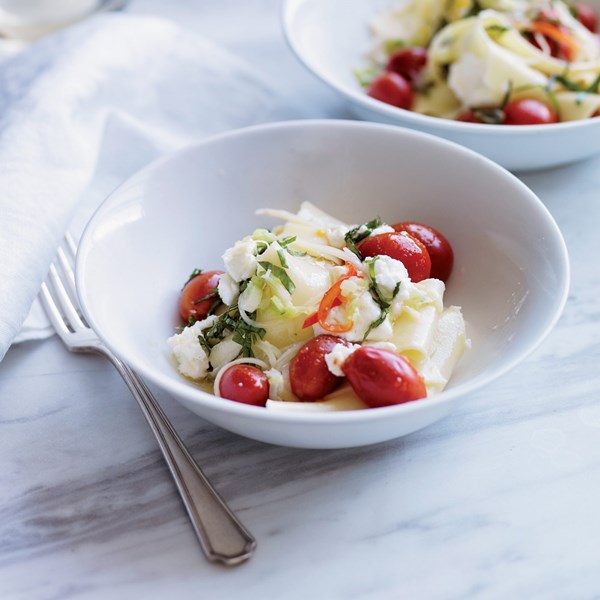 Hand-torn pasta with pickled tomatoes & herbs [David Chang]