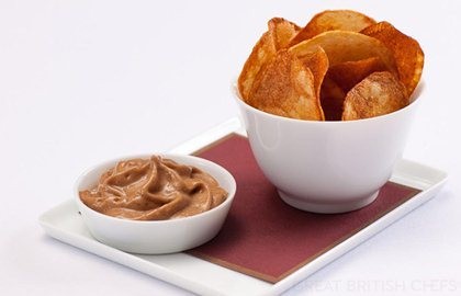 Handmade crisps with a balsamic vinegar foam
